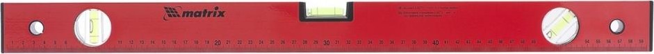 Уровень строительный MATRIX 600 мм алюминиевый, 3 глазка, красный, линейка 33223