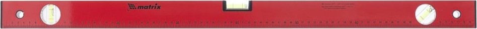 Уровень строительный MATRIX 800 мм алюминиевый, 3 глазка, красный, линейка 33226