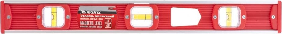 Уровень строительный MATRIX "Рельс" магнитный 450 мм 33701 33701
