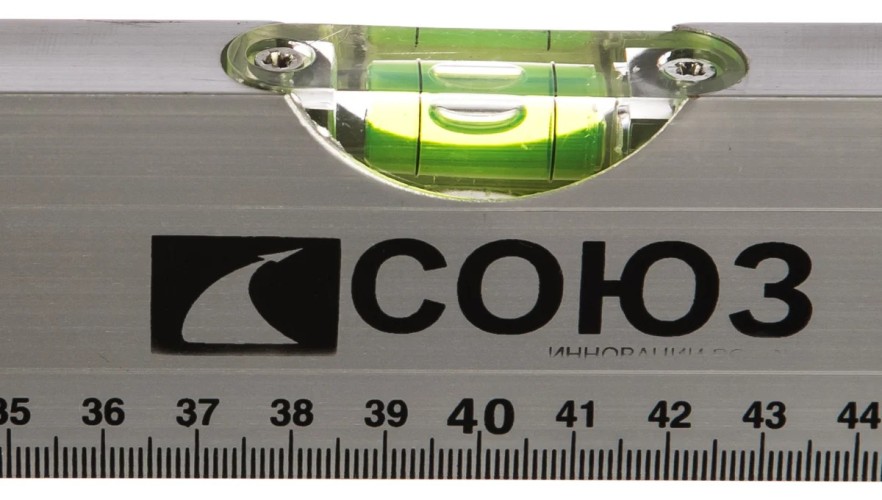 Уровень строительный СОЮЗ 2015-07-800С алюминиевый 800мм, 2 глазка, линейка - изображение 3