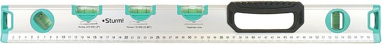 Уровень строительный Sturm 2015-10-0600 600мм, 5 глазков, углы 0/1.5/3.5/45/90°