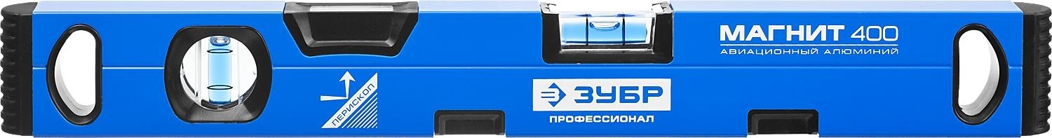 Уровень строительный ЗУБР ПРОФЕССИОНАЛ 400 мм, магнитный усиленный с глазком 34589-040_z01
