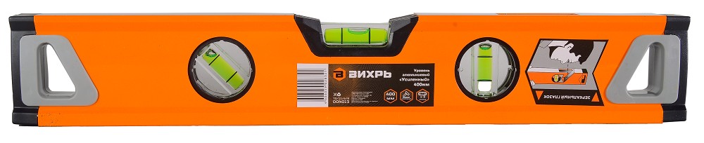 Уровень ВИХРЬ 400 мм алюминиевый "усиленный" 3 глазка (1 зеркальный), 2 73/11/4/9 - изображение 3