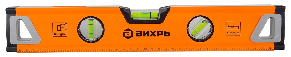 Уровень ВИХРЬ 400 мм алюминиевый "усиленный" 3 глазка (1 зеркальный), 2 73/11/4/9 - изображение 2