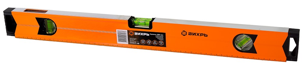 Уровень ВИХРЬ 600 мм алюминиевый "магнитный" фрезерованный, 3 глазка (1 73/11/4/18