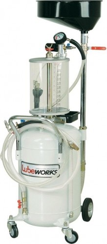 Установка откачки масла LUBEWORKS AODE 290 пневмо, объем 90л, с колбой 8л и воронкой 18л