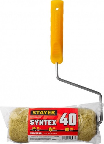 Валик малярный стержневой STAYER SYNTEX 40 180 мм, d=40 мм, ворс 18 мм, ручка d=6 мм, 0319-18_z01 - изображение 2