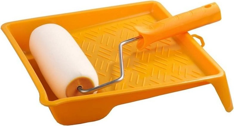 Валик малярный стержневой STAYER ПОРОЛОН набор с ванночкой, 180мм 2-05438-18