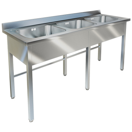 Ванна моечная трехсекционная ТЕХНО-ТТ ВМ-42/456 нерж