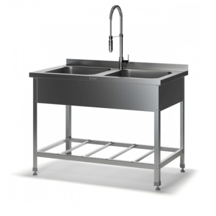 Ванна цельнотянутая двухсекционная BMСЦ-Н (1200х600х870 глубина - 250 мм) с бортом