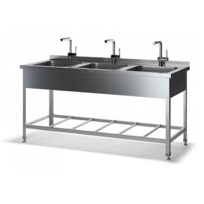 Ванна цельнотянутая трехсекционная ВМСЦ-Н (1500х600х870 глубина - 250 мм) с бортом