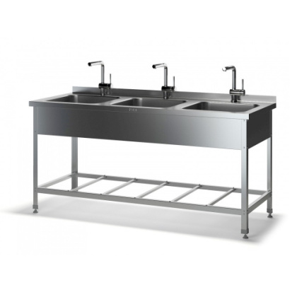 Ванна цельнотянутая трехсекционная ВМСЦ (1800х700х870 глубина - 300 мм) с бортом