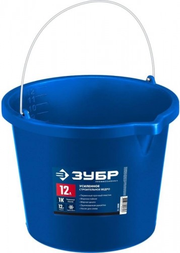 Ведро строительное ЗУБР 12л усиленное пластмассовое, с носиком 06091-12