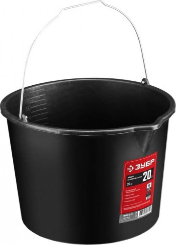 Ведро строительное ЗУБР МАСТЕР 20л, пластмассовое, высокопрочное, с носиком 06093-20_z02