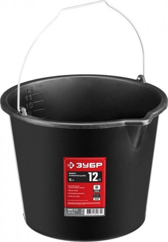 Ведро строительное ЗУБР МАСТЕР 12л, пластмассовое, высокопрочное, с носиком 06093-12_z02
