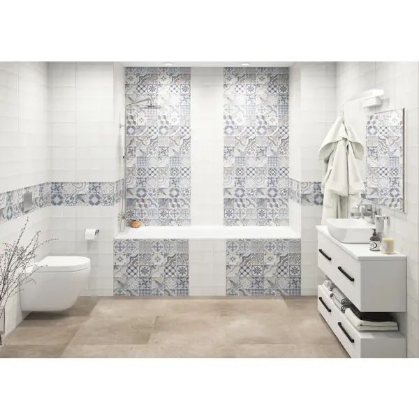 Стеновая панель ПВХ VENTA Плитка белая 2700x375x8 мм 1.013 м2 - изображение 3