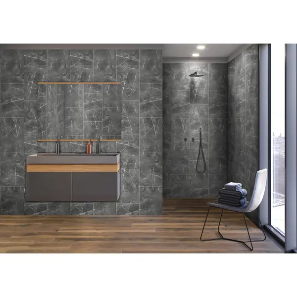 Комплект стеновых панелей ПВХ Venta Черный мрамор 2700x375x8 мм 2.025 м2 2шт - изображение 3