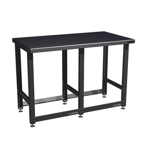 Верстак с металлической столешницей из массива СОРОКИН Standart и траверсами для хранения колес 35.45