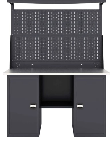 Верстак слесарный двухтумбовый GREENBERG VERSTAK_Т2_Р2_1400 с перфопанелью двойной - изображение 3