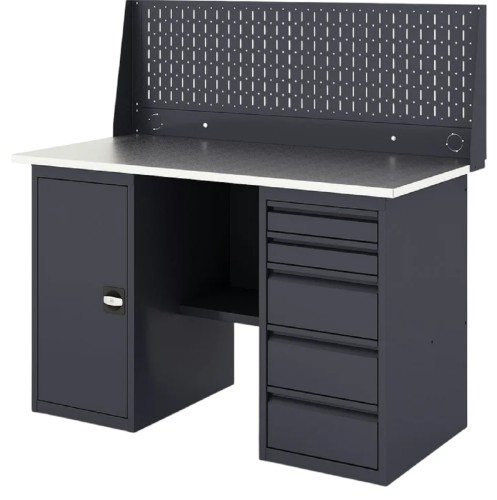 Верстак слесарный двухтумбовый GREENBERG VERSTAK_ТY_Р1_1400 с перфопанелью одинарной с ящиками