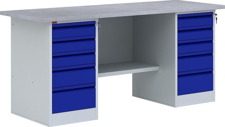 Верстак слесарный двухтумбовый ПАКС ВП-6 (ст-3;т-2;т-2;к-3) ЦБ000000786