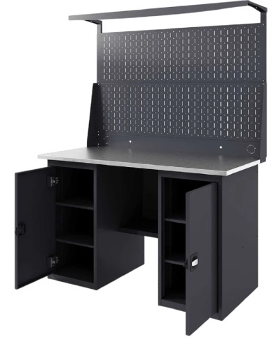 Верстак слесарный двухтумбовый GREENBERG VERSTAK_Т2_Р2_1400 с перфопанелью двойной - изображение 2