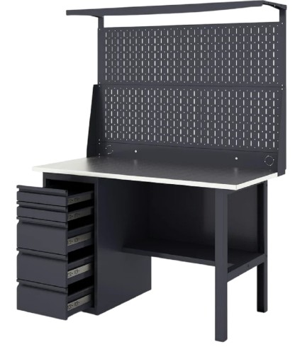 Верстак слесарный двухтумбовый GREENBERG VERSTAK_Y2_Р1_1400 с перфопанелью одинарной с ящиками - изображение 2