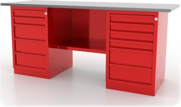 Верстак слесарный двухтумбовый FERRUM "CLASSIC" 01.256L-3000 красный 01.256L-
