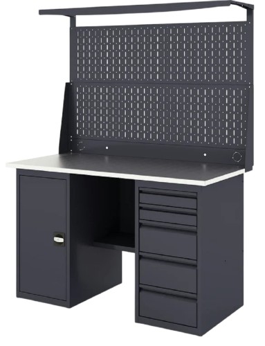 Верстак слесарный двухтумбовый GREENBERG VERSTAK_ТY_Р2_1400 с перфопанелью и ящиками