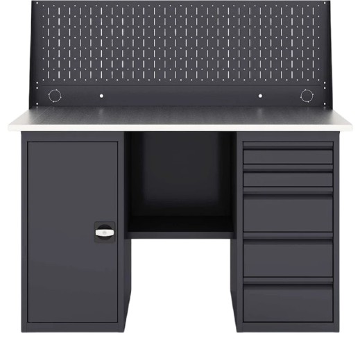 Верстак слесарный двухтумбовый GREENBERG VERSTAK_ТY_Р1_1400 с перфопанелью одинарной с ящиками - изображение 3