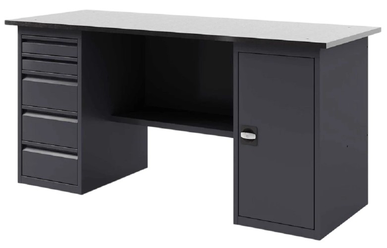 Верстак слесарный двухтумбовый GREENBERG VERSTAK_ТY_1800 с ящиками и дверцей