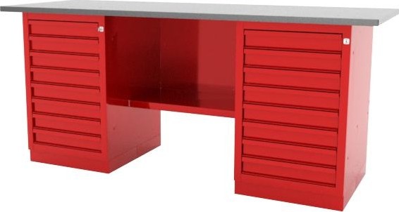 Верстак слесарный двухтумбовый FERRUM "CLASSIC" 01.288L-3000 красный 01.288L-