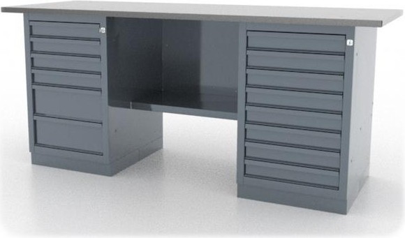 Верстак слесарный двухтумбовый FERRUM "CLASSIC" 01.268L-9007 серый 01.268L-
