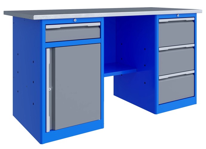 Верстак слесарный двухтумбовый ВЕРСТАКОФФ TNC 161.38.1 125173