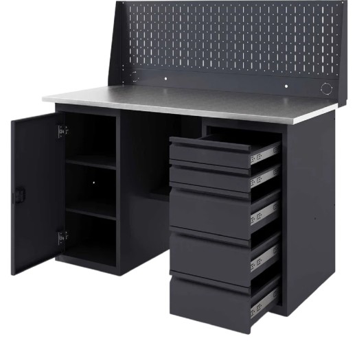 Верстак слесарный двухтумбовый GREENBERG VERSTAK_ТY_Р1_1400 с перфопанелью одинарной с ящиками - изображение 2