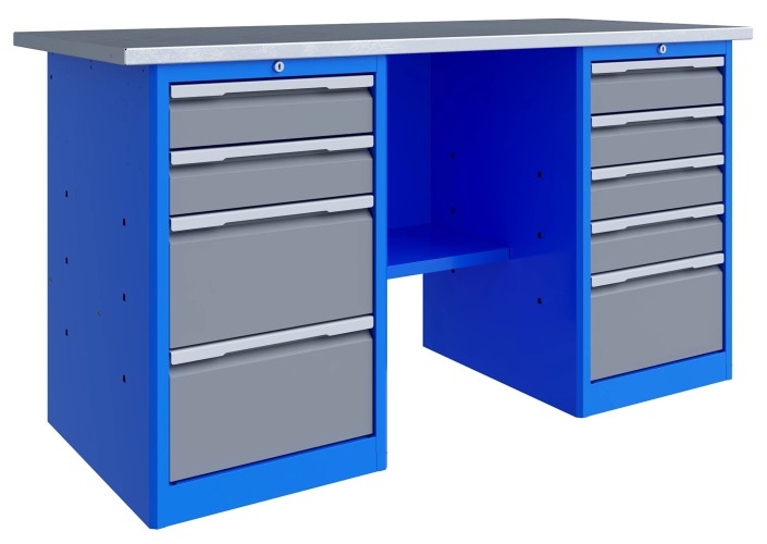 Верстак слесарный двухтумбовый ВЕРСТАКОФФ TNC 161.45.1 125179