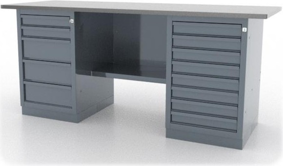 Верстак слесарный двухтумбовый FERRUM "CLASSIC" 01.258L-9007 серый