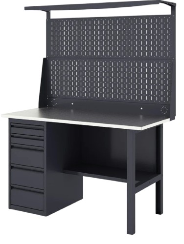 Верстак слесарный двухтумбовый GREENBERG VERSTAK_Y2_Р1_1400 с перфопанелью одинарной с ящиками