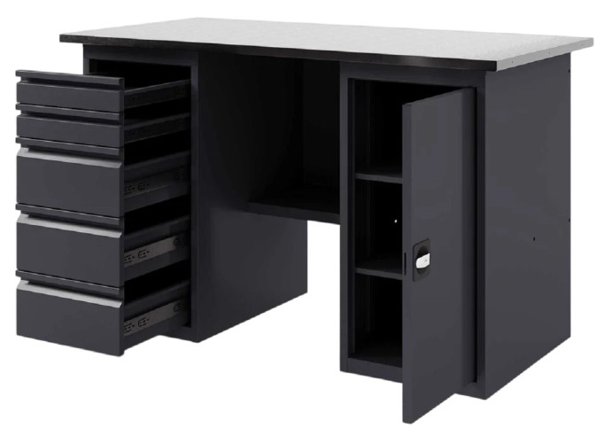 Верстак слесарный двухтумбовый GREENBERG VERSTAK_ТY_1600 с ящиками и дверцей - изображение 2