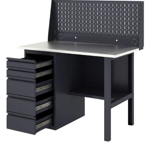 Верстак слесарный однотумбовый GREENBERG VERSTAK_Y1_Р1_1200 с перфопанелью одинарной с ящиками - изображение 2