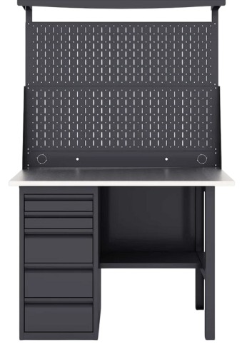 Верстак слесарный однотумбовый GREENBERG VERSTAK_Y1_Р2_1200 с перфопанелью двойной с ящиками - изображение 3