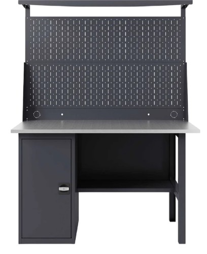 Верстак слесарный однотумбовый GREENBERG VERSTAK_Т1_ P2_1400 с перфопанелью двойной - изображение 3