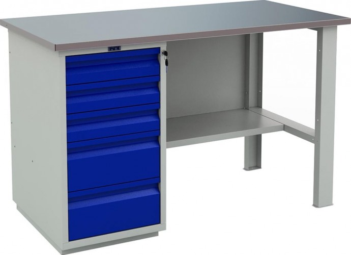 Верстак слесарный однотумбовый ПРАКТИК Profi (№401) WT140.WD5/F1.000