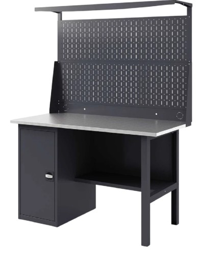 Верстак слесарный однотумбовый GREENBERG VERSTAK_Т1_ P2_1400 с перфопанелью двойной