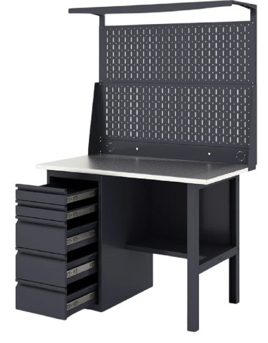 Верстак слесарный однотумбовый GREENBERG VERSTAK_Y1_Р2_1200 с перфопанелью двойной с ящиками - изображение 2