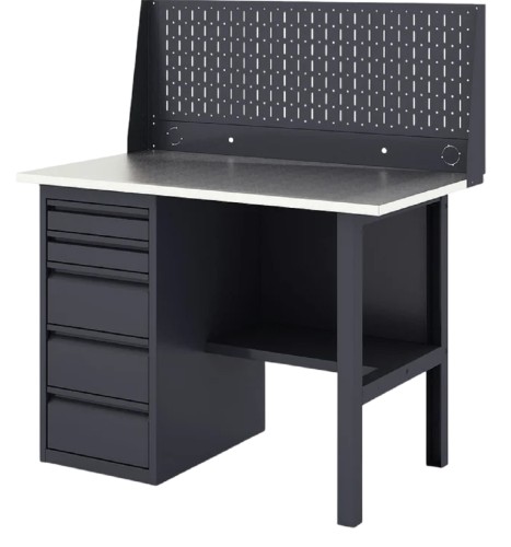 Верстак слесарный однотумбовый GREENBERG VERSTAK_Y1_Р1_1200 с перфопанелью одинарной с ящиками