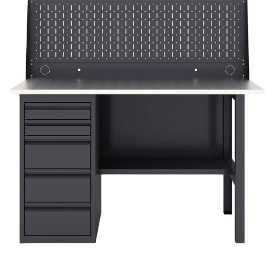 Верстак слесарный однотумбовый GREENBERG VERSTAK_Y1_Р1_1400 с перфопанелью одинарной с ящиками - изображение 3