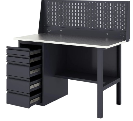 Верстак слесарный однотумбовый GREENBERG VERSTAK_Y1_Р1_1400 с перфопанелью одинарной с ящиками - изображение 2