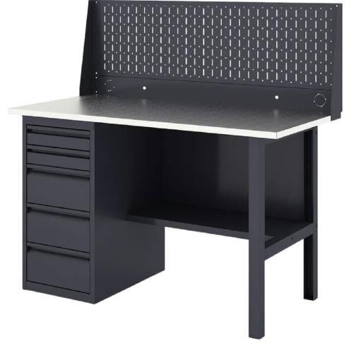 Верстак слесарный однотумбовый GREENBERG VERSTAK_Y1_Р1_1400 с перфопанелью одинарной с ящиками