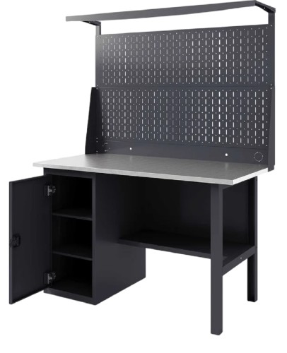 Верстак слесарный однотумбовый GREENBERG VERSTAK_Т1_ P2_1400 с перфопанелью двойной - изображение 2